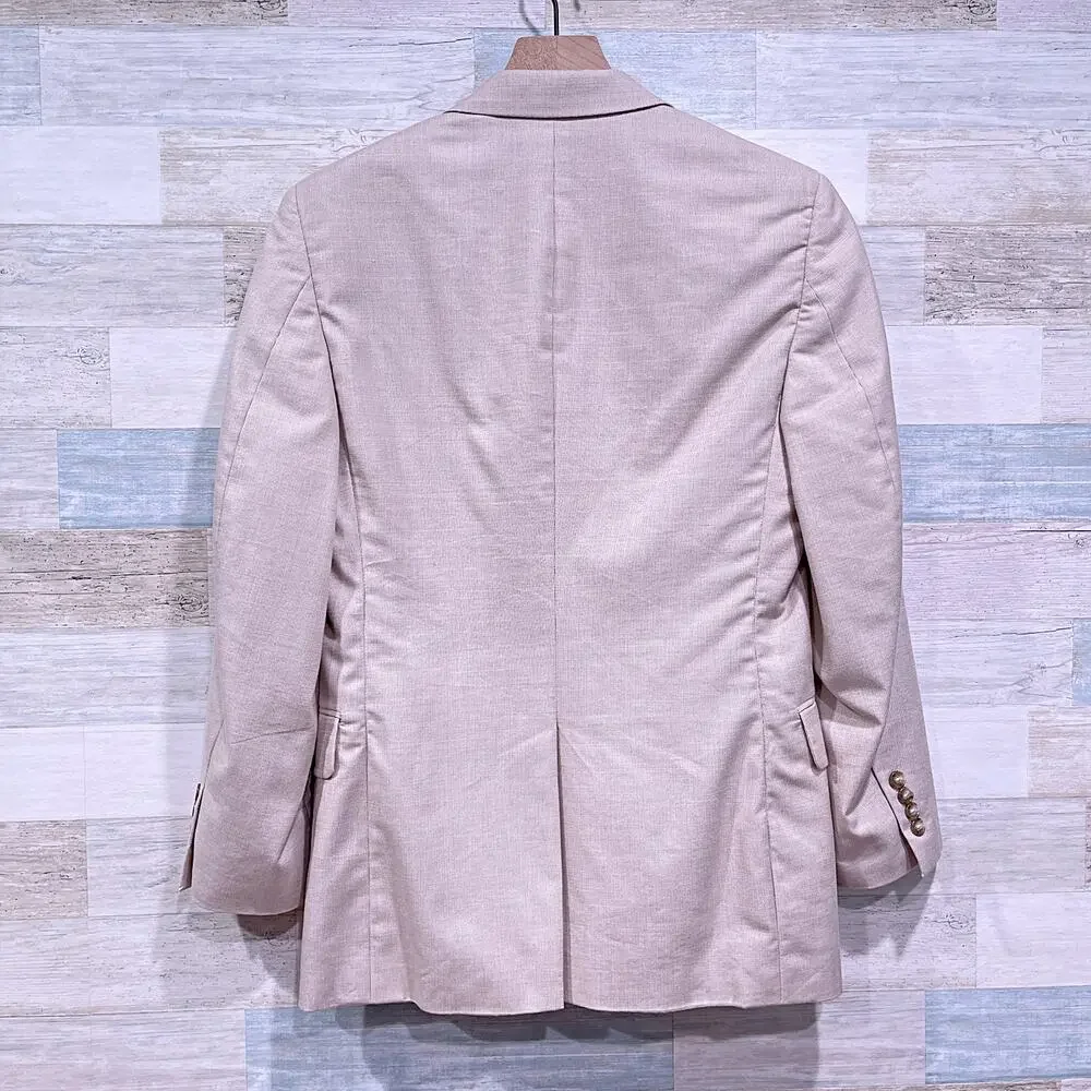 Jos A Bank Cotton Wool Blend Summer Suit Beige Mens 38S 32W Pleated Pants